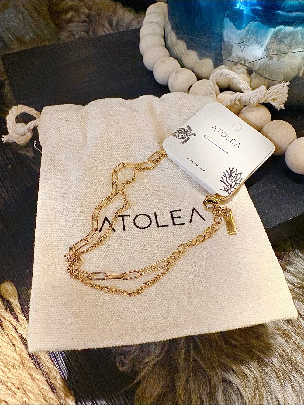 NWT Atolea Double Layer Gold Chain Paperclip Bracelet